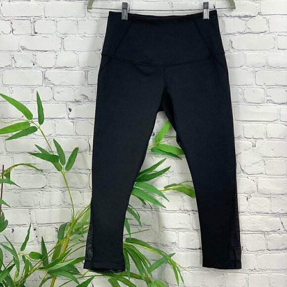 Zella Black High Waisted Capri Leggings w/ Mesh - Picture 1 of 4